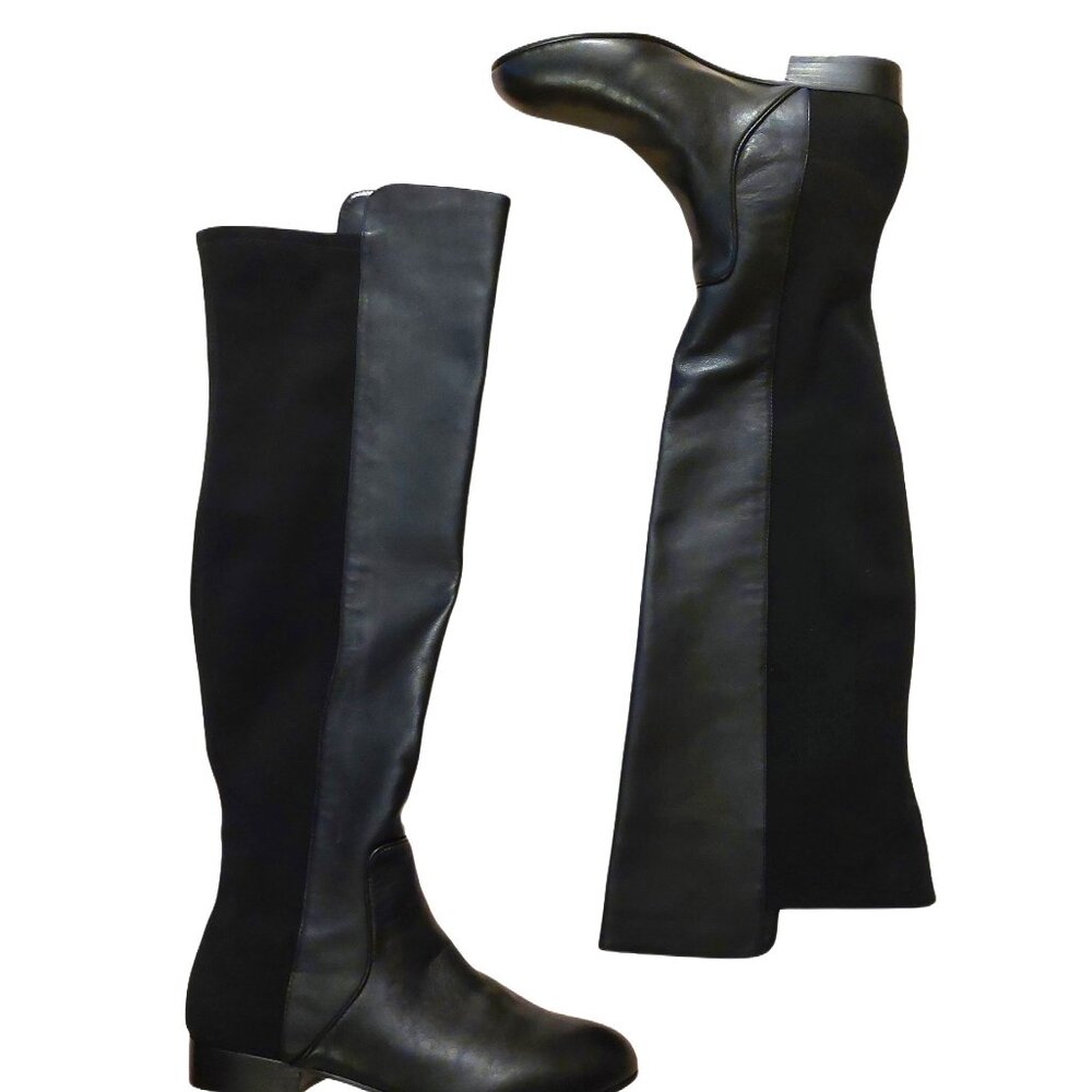 BCBGMAXAZARIA Ma Fillie Knee High Black Leather & Textile Boots Retail $450 - Picture 3 of 8